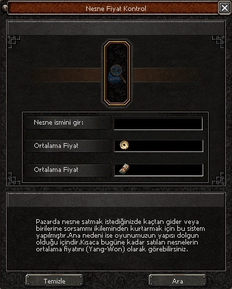 Nesne Fiyat Kontrol, adım 1
